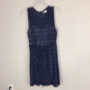Tulle Navy Lace Sleeveless Dress Size Large